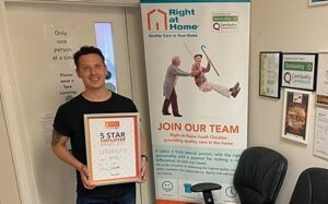 Ben Selby of Right at Home South Cheshire with award