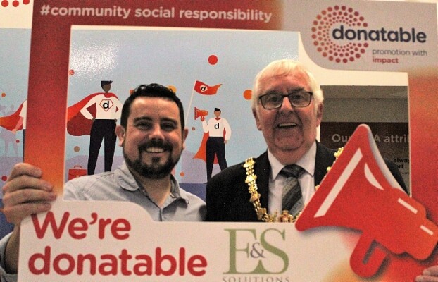 Donatable Founder Member David Savage with Crewe Mayor Cllr Tom Dunlop at the offficial social enterprise launch