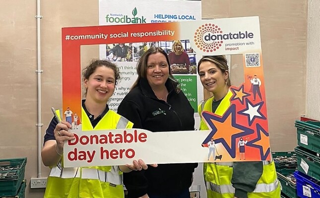 Donatable members Zoe Conning and Sophie Golding from Amana Lettings with Nantwich Foodbank Supervisor Emily Vaughan