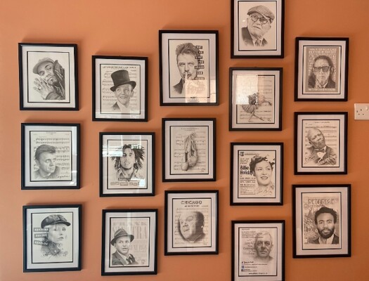 Wall display of artwork by Nantwich artist Tony Winterbottom (1)