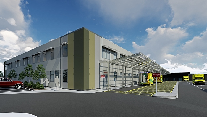 1 - the proposed new Emergency Dept building (standing view towards resus entrance)