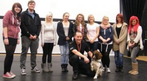 Police dog Will entertains South Cheshire College students