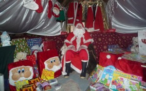 Father Christmas sets up his Grotto at Nantwich Bookshop