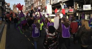 Hundreds march in Cheshire towns on national strike day