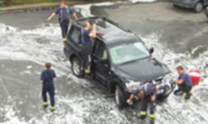 Nantwich fire crews stage charity car wash at Beam Street station