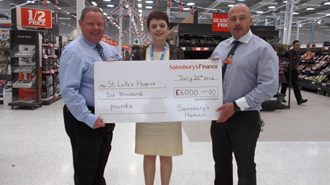 Sainsbury's cheque to St Luke's (Cheshire) Hospice