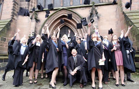 Reaseheath graduates with Adam Henson (kneeling)