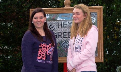 Mike Heywood's granddaughters at Willaston Village Green re-naming