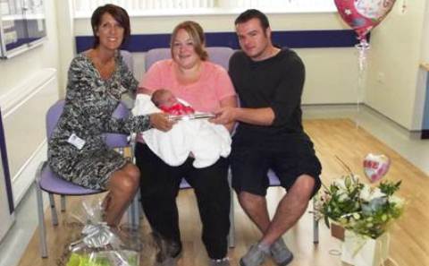 Pam Cornwall with Izabella and parents Kristie Vernon and Simon Thorley