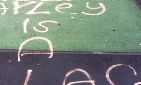 graffiti vandalism at Joey the Swan playground, Wistaston