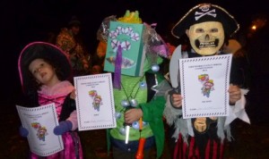 Children's fancy dress competition winners l-r Lucy Brunt - Geremy Burrows - Lewis Rossiter