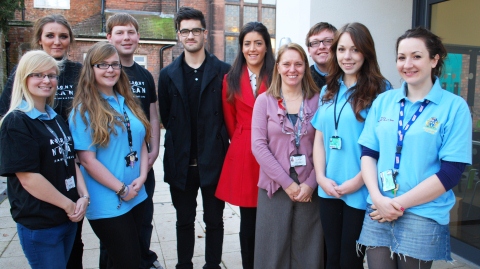 Keir and Fliss Roberts join Student Association members and Kate Lomas Student Welfare Officer