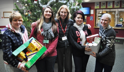 Nantwich Foodbank donation - Jodi Morana, Kamarra Green, Barbara Phillips, Chantelle Thomas & Toni Whitehead