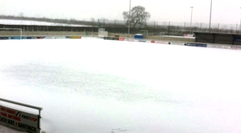 Nantwich Town's snowbound Weaver Stadium