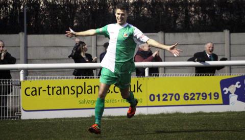 Si Everall, Nantwich Town (pic by Simon J Newbury)