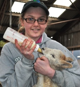 Reaseheath student Sarah Hill,19, bottle feeding lamb