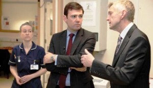 Shadow Health Secretary Andy Burnham tours Leighton Hospital A&E