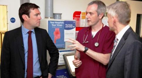 Andy Burnham with Paul Knowles (centre) and Adrian Heald