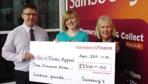 Nantwich Sainsbury’s shoppers raise £3,300 for One in Eleven Appeal