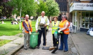 Nantwich volunteer groups give town centre a Spring Clean