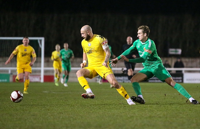 First-half - Lancaster captain Andrew Teague eyes the ball (1)