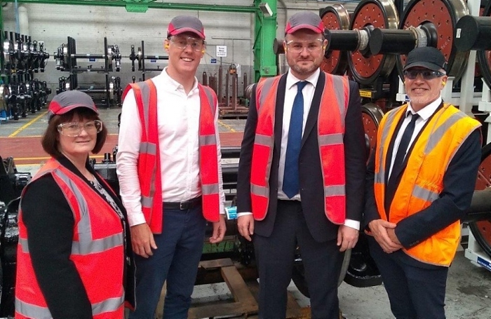 Crewe Works - Kieran on a previous visit to the Alstom site with HS2 Minister Andrew Stephenson