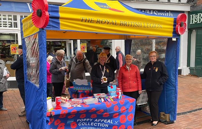 Nantwich RBL Poppy Appeal collection stand on Nantwich town square (1)