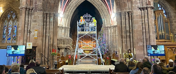 Raised stage and scaffolding at the Crib Service (1)