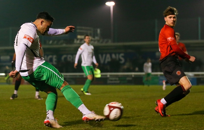 First-half - Dabbers debutant and Man of the Match Akiel Raffie hit the post with this shot (1)