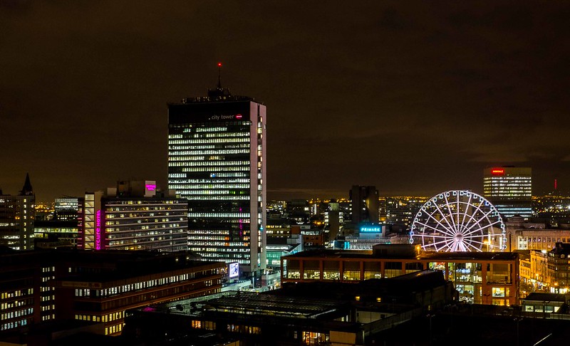 Manchester at night - pic by Richard Heyes under creative commons licence