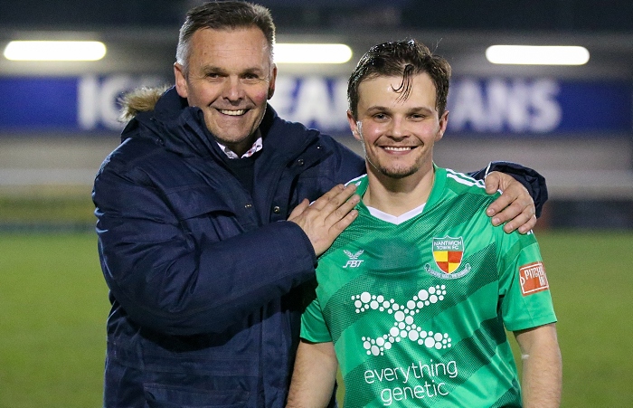 Full-time - Dabbers Manager Dave Cooke with winning goal scoring son Sean Cooke - a winning combination! (1)