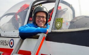 Cold War Weekend - A visitor sits inside the RAF Jet Provost trainer aircraft cockpit (1)