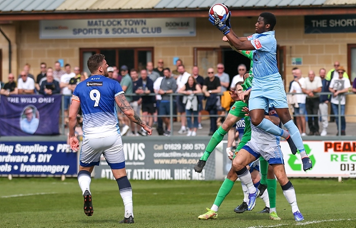 First-half - Matlock keeper rises to grab the ball (1)