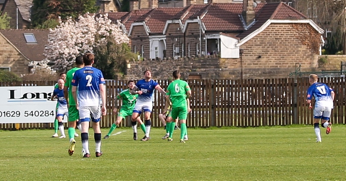 Second-half - Matty Devine eyes the ball with Riber Castle in the background (1)