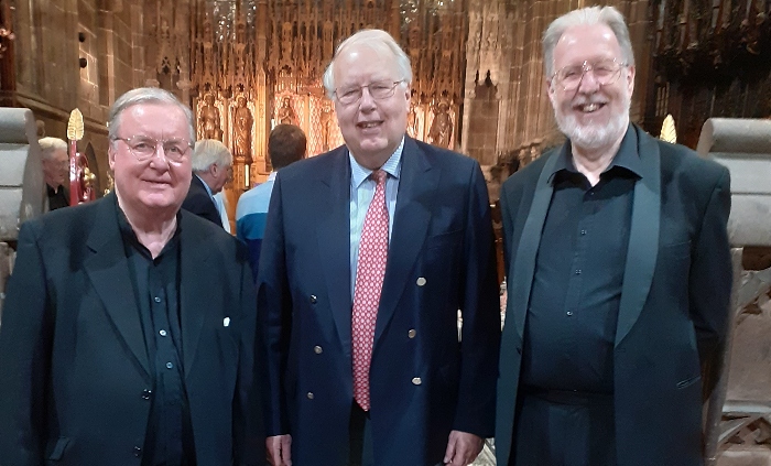 John Naylor (conductor), John Lea (President of Nantwich Choral Society) and Graham Harbage (Chairman of Nantwich Choral Society - choral society members