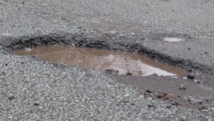 pothole on cheerbrook road in willaston