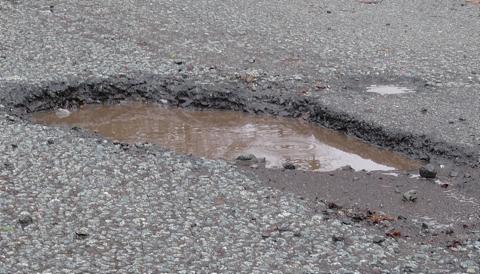 pothole on cheerbrook road in willaston