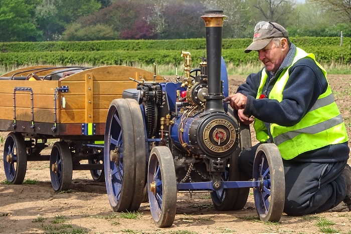 Owner inspects his miniature steam traction engine (1)