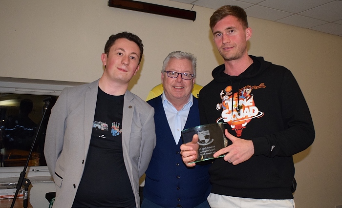 Players’ Player of the Season - Josh Langley (right) with a representative from Swansway Group and Gary Johnson from The Cat community radio (1)
