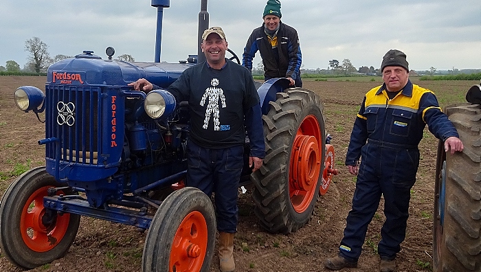 tractor plough - l-r Fred Mottram - Ian Bulkeley - Garry Walker prior to the start of the ploughathon (1)