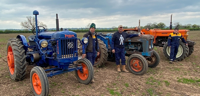 l-r Ian Bulkeley - Fred Mottram - Garry Walker by their tractors prior to the start of the ploughathon (1)