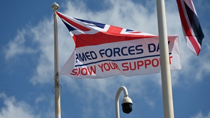Armed Forces Day - The raised Armed Forces Day flag (1)
