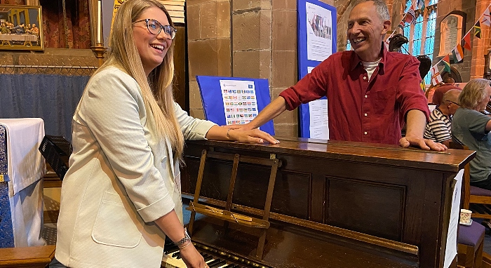 Queen's Platinum Jubilee themed ‘Tea at the Tower’ community café - Jessica Thayer (mezzo soprano with Stephan Davies (Churchwarden) (1)