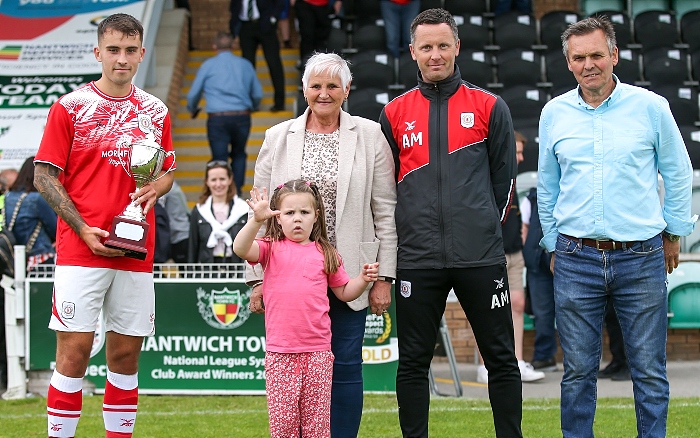 Crewe Alex receive the Barry Daly Memorial Trophy from Judith Daly (wife of Barry Daly) and Freyja Routledge (granddaughter of Barry Daly) in the presence of Alex Morris and Dave Cooke (1)