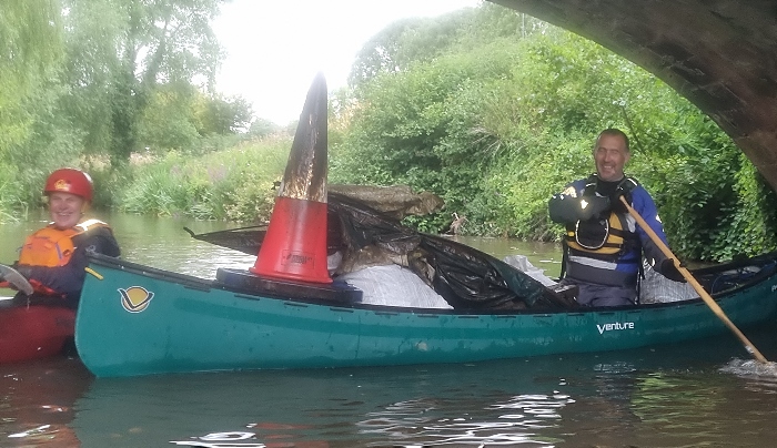 traffic cone in weaver found by canoe club