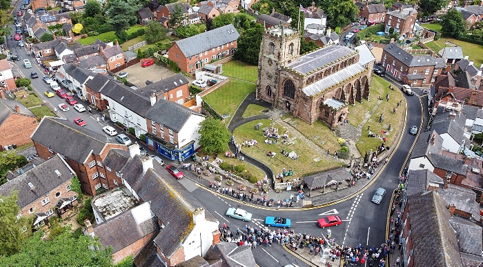 aerial view of audlem transport festival