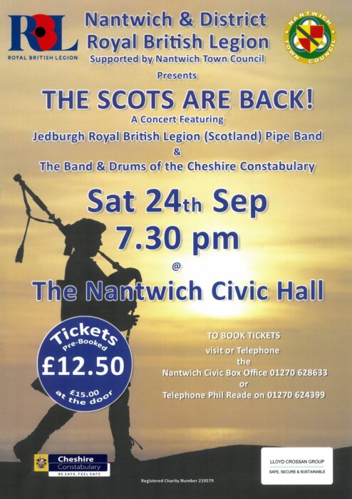 Fund-raising concert for the Nantwich & District Branch of the Royal British Legion - poster