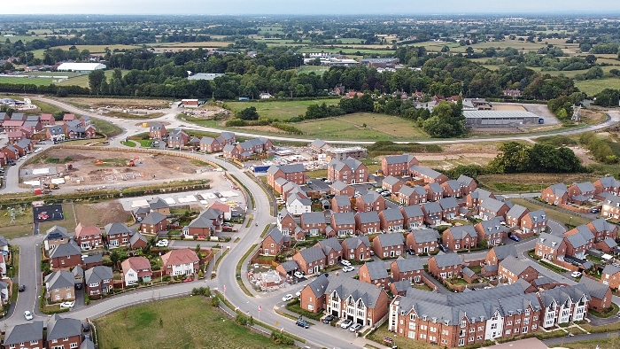 aerial shot of Kingsbourne and A51 spine road