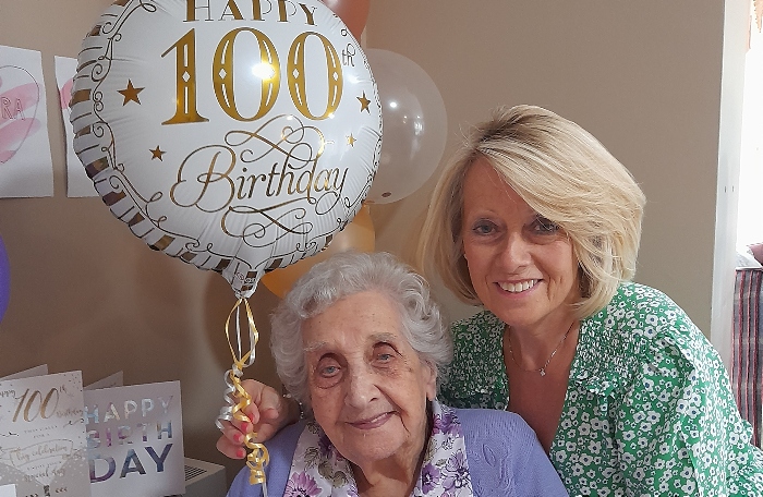Laura and daughter Pam - 100th birthday