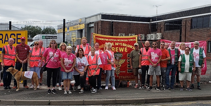 postal workers striking at Crewe